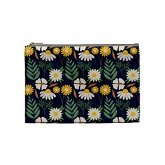 Flower Grey Pattern Floral Cosmetic Bag (medium) by Dutashop