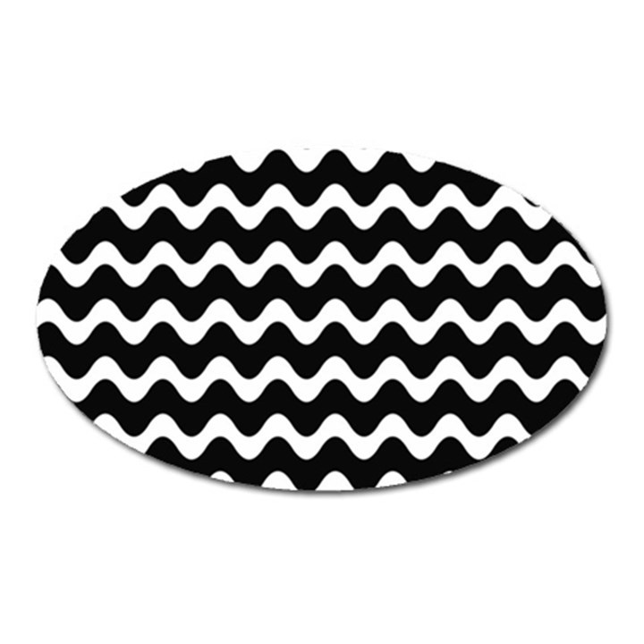 Wave-black White Oval Magnet