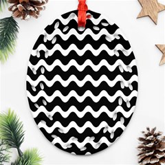 Wave-black White Oval Filigree Ornament (two Sides)