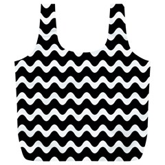 Wave-black White Full Print Recycle Bag (xl) by kyorashop23