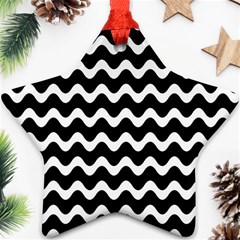 Wave-black White Ornament (star) by kyorashop23