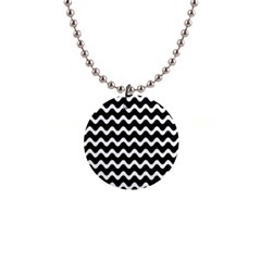 Wave-black White 1  Button Necklace