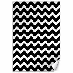 Wave-black White Canvas 24  X 36  by kyorashop23