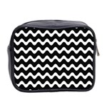 Wave-black White Mini Toiletries Bag (Two Sides) Back