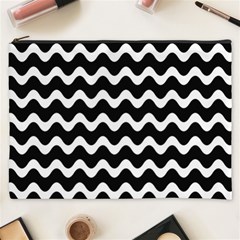 Wave-black White Cosmetic Bag (xxxl) by kyorashop23