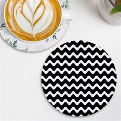 Wave-black White Uv Print Round Tile Coaster by kyorashop23