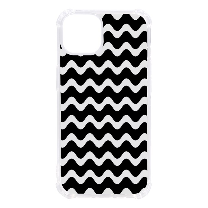 Wave-black White iPhone 13 TPU UV Print Case