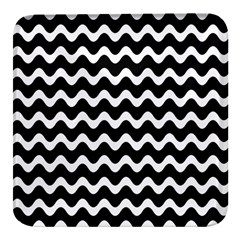 Wave-black White Square Glass Fridge Magnet (4 Pack) by kyorashop23