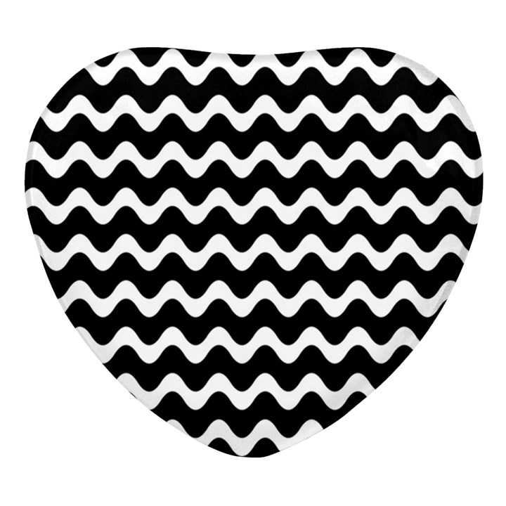 Wave-black White Heart Glass Fridge Magnet (4 pack)