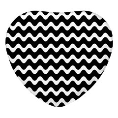 Wave-black White Heart Glass Fridge Magnet (4 Pack) by kyorashop23