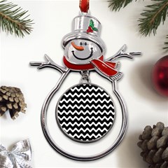 Wave-black White Metal Snowman Ornament