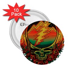 Grateful Steal Your Face Deadhead Hippie Logo Symbol 2 25  Buttons (10 Pack)  by Loisa77