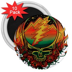 Grateful Steal Your Face Deadhead Hippie Logo Symbol 3  Magnets (10 Pack)  by Loisa77