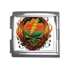 Grateful Steal Your Face Deadhead Hippie Logo Symbol Mega Link Italian Charm (18mm)