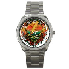 Grateful Steal Your Face Deadhead Hippie Logo Symbol Sport Metal Watch by Loisa77