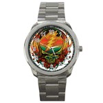 Grateful Steal Your Face Deadhead Hippie Logo Symbol Sport Metal Watch Front