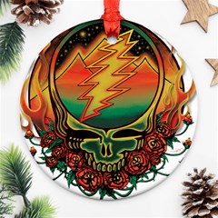 Grateful Steal Your Face Deadhead Hippie Logo Symbol Round Ornament (two Sides)