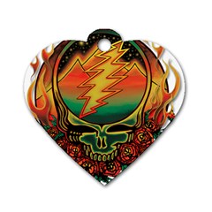 Grateful Steal Your Face Deadhead Hippie Logo Symbol Dog Tag Heart (one Side) by Loisa77