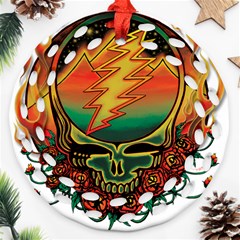 Grateful Steal Your Face Deadhead Hippie Logo Symbol Round Filigree Ornament (two Sides)