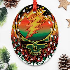 Grateful Steal Your Face Deadhead Hippie Logo Symbol Ornament (oval Filigree)