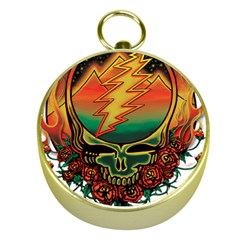 Grateful Steal Your Face Deadhead Hippie Logo Symbol Gold Compasses by Loisa77