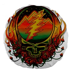 Grateful Steal Your Face Deadhead Hippie Logo Symbol Large 18  Premium Flano Round Cushions by Loisa77