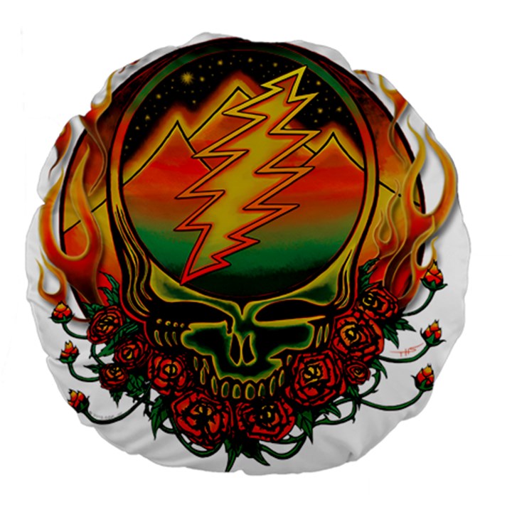 Grateful Steal Your Face Deadhead Hippie Logo Symbol Large 18  Premium Flano Round Cushions