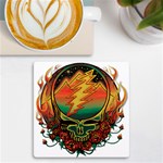 Grateful Steal Your Face Deadhead Hippie Logo Symbol UV Print Square Tile Coaster  Front