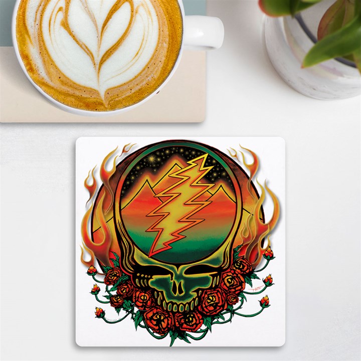 Grateful Steal Your Face Deadhead Hippie Logo Symbol UV Print Square Tile Coaster 