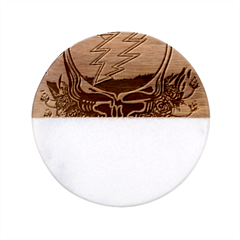 Grateful Steal Your Face Deadhead Hippie Logo Symbol Classic Marble Wood Coaster (round)  by Loisa77