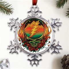 Grateful Steal Your Face Deadhead Hippie Logo Symbol Metal Large Snowflake Ornament by Loisa77