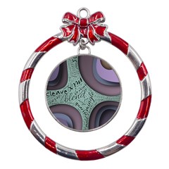 Converge Diverge Mingle Mix Divide Metal Red Ribbon Round Ornament by Paksenen