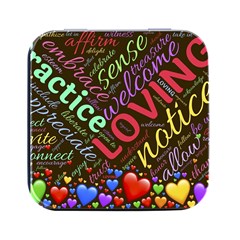 Loving Practice Agape Heart Square Metal Box (black) by Paksenen