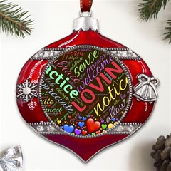 Loving Practice Agape Heart Metal Snowflake And Bell Red Ornament