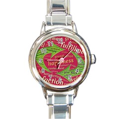 Fulfillment Satisfaction Happiness Round Italian Charm Watch by Paksenen