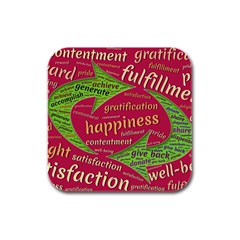 Fulfillment Satisfaction Happiness Rubber Square Coaster (4 Pack) by Paksenen