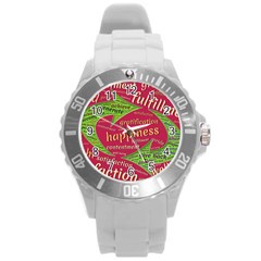 Fulfillment Satisfaction Happiness Round Plastic Sport Watch (l) by Paksenen