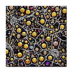 Mental Emojis Emoticons Icons Tile Coaster by Paksenen