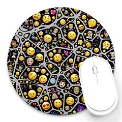 Mental Emojis Emoticons Icons Round Mousepad by Paksenen