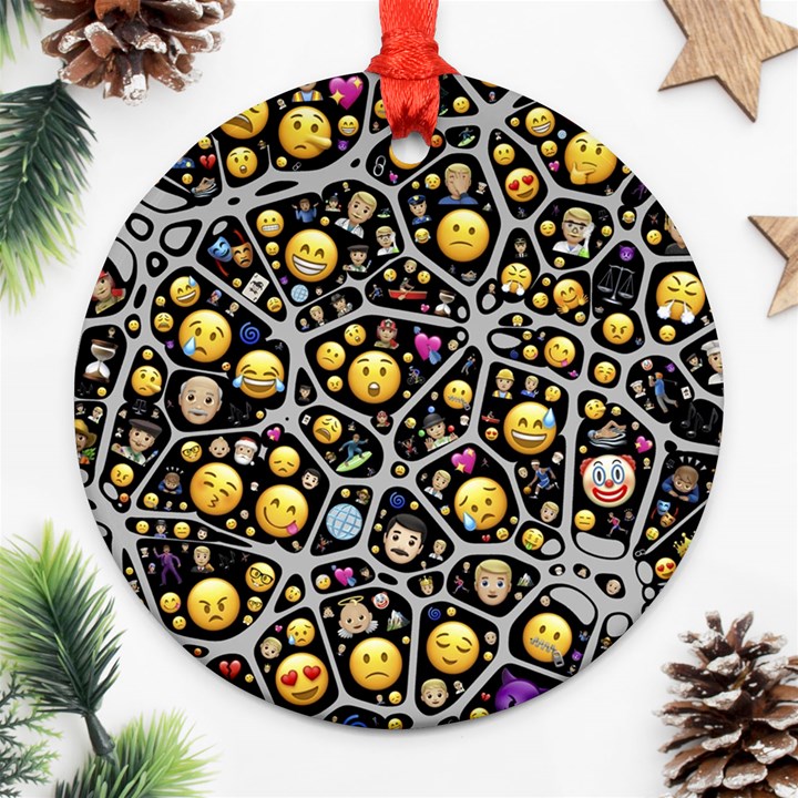 Mental Emojis Emoticons Icons Ornament (Round)