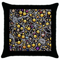 Mental Emojis Emoticons Icons Throw Pillow Case (black) by Paksenen