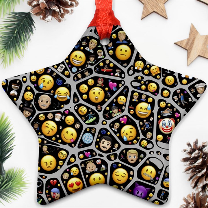 Mental Emojis Emoticons Icons Star Ornament (Two Sides)