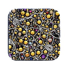 Mental Emojis Emoticons Icons Square Metal Box (black)