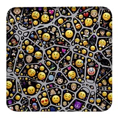 Mental Emojis Emoticons Icons Square Glass Fridge Magnet (4 Pack) by Paksenen