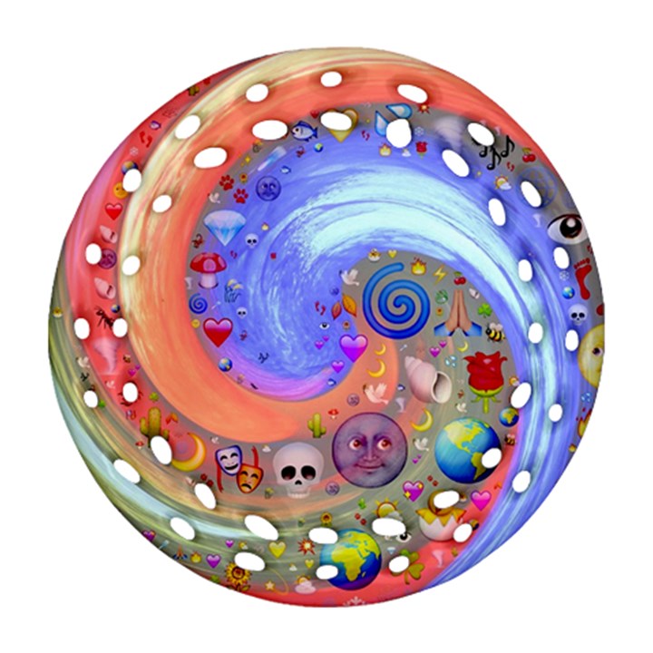 Swirl Vortex Emoji Cyclone Motion Round Filigree Ornament (Two Sides)