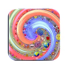 Swirl Vortex Emoji Cyclone Motion Square Metal Box (black) by Paksenen