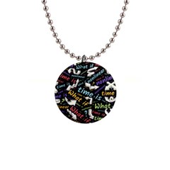 Time Nonlinear Curved Linear 1  Button Necklace