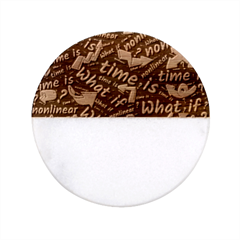 Time Nonlinear Curved Linear Classic Marble Wood Coaster (round)  by Paksenen