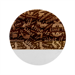 Time Nonlinear Curved Linear Marble Wood Coaster (round) by Paksenen