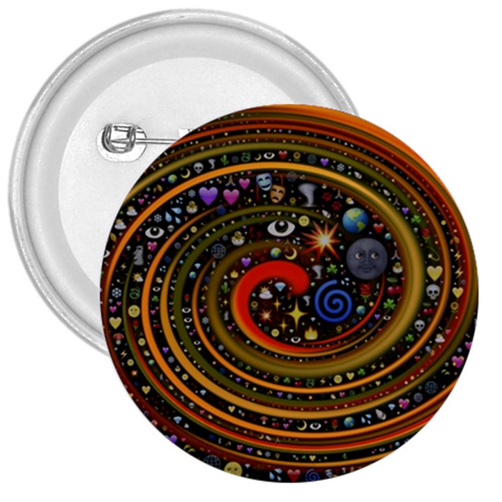 Swirl Vortex Emoji Cyclone Motion Art 3  Buttons